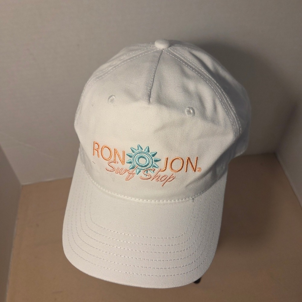 Ron Jon Surf Shop Disney Springs White Baseball Cap Hat Adjustable Embroidered